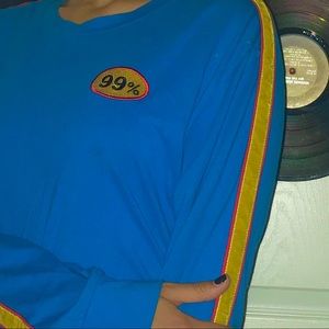 Large Blue and Yellow “99%” Forever 21 Crop Top